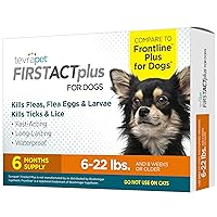 FirstAct Plus Flea Treatment for Dogs, Small Dogs 5-22 lbs, 6 Doses, Same Active Ingredients as Frontline Plus Flea and Tick Prevention for Dogs