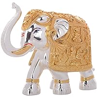 Pottery Silver Gold Elephant (5 Inches X 2 Inches X 4.5 Inches, Silver and Gold)