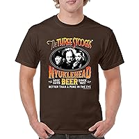 The Three Stooges Nyuklehead Beer T-Shirt Funny 3 Curly Howard Moe Larry Shemp Wise Guys American Legend Men's Tee