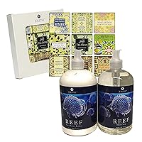 French Milled Botanical Soap Sampler Set in Nine Fabulous Scents & Reef Luxury Shea and Cocoa Butter Soap and Lotion Set
