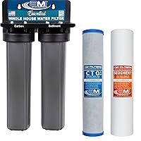 AMI Essential Whole House Water Filter System - 2 Stage High Flow Filters to Remove Sediment, Rust, Chlorine, Chloramine, Dirt and Chemicals. 4.5 x 20 Carbon Block & Sediment Filter Cartridges