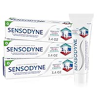 Toothpaste Sensitivity Gum and Enamel, Triple Protection, Refreshing Fluoride Toothpaste, Mint Flavor - 3.4 Ounces x 3