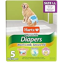 Hartz Disposable Dog Diapers, Size L 5 count, Comfortable & Secure Fit, Easy to Put On
