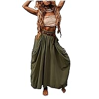 Women's Maxi Boho Skirt with Pockets Bohemian Organic Cotton Hippie Gypsy
