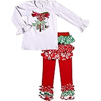 Baby Toddler Little Girls Merry Christmas Trees or Rudolph Reindeer Outfits - Top Pants 2 Piece Set
