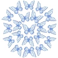 12pcs Butterfly Lace Trim, Lace Butterfly Applique Patches,Double Layers Organza Butterfly Lace Fabric Embroidery Sewing Lace DIY for Wedding Bride Hair Dress Hat Accessories (Blue)