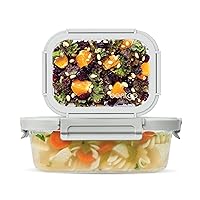 Bentgo®️ Glass Leak-Proof Food Storage 4-Piece Set (One 2.7 Cup Container and One 4.4 Cup Container) - Durable 1-Compartment Meal Prep Containers & Airtight Locking Lids (Pebble/Fog)