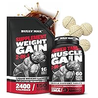 Bully Max 2-in-1 Muscle Builder Chewable Tablets (60 ct) & High Calorie Liquid Supplement Weight Gainer (16 oz.) Bundle for Puppy & Adult Dogs - Dog Supplements for Weight Gain & Muscle Growth