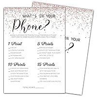 WHAT'S IN YOUR Phone? Baby Shower Games, Pink Rose Gold Themed - 30 Game Card Set, Baby Gender Reveal Party Game, Baby Shower Party Decorations -020-017