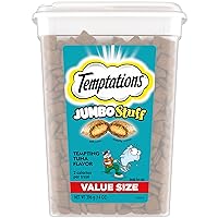TEMPTATIONS Jumbo Stuff Crunchy and Soft Cat Treats, Tempting Tuna Flavor, 14 oz. Tub