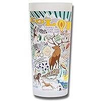 Catstudio Drinking Glass, Summer Colorado Frosted Glass Cup for Kitchen, Bar Glass Drinking Glasses, Everyday Drinking Cup or Cocktail Glass, 15oz Dishwasher Safe Glass Tumbler, Great Outdoors