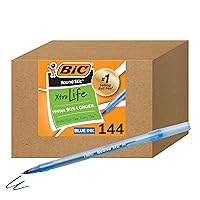 Round Stic Xtra Life Blue Ballpoint Pens, Medium Point (1.0mm), 144-Count Pack of Bulk Pens, Flexible Round Barrel for Writing Comfort, No. 1 Selling Ballpoint Pens