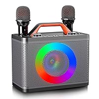 VerkTop Karaoke Machine, Karaoke Portable System with Disco LED Lights for  Kids Adults, Karaoke Speaker Bluetooth 2 Wireless Mics, Unique Gifts for