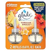 Glade PlugIns Refills Air Freshener, Scented and Essential Oils for Home and Bathroom, Hawaiian Breeze, 1.34 Fl Oz, 2 Count