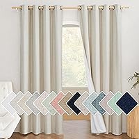 NICETOWN Natural 100% Blackout Linen Curtains 84 inch Long Burg for Living Room, 2 Panels, 52