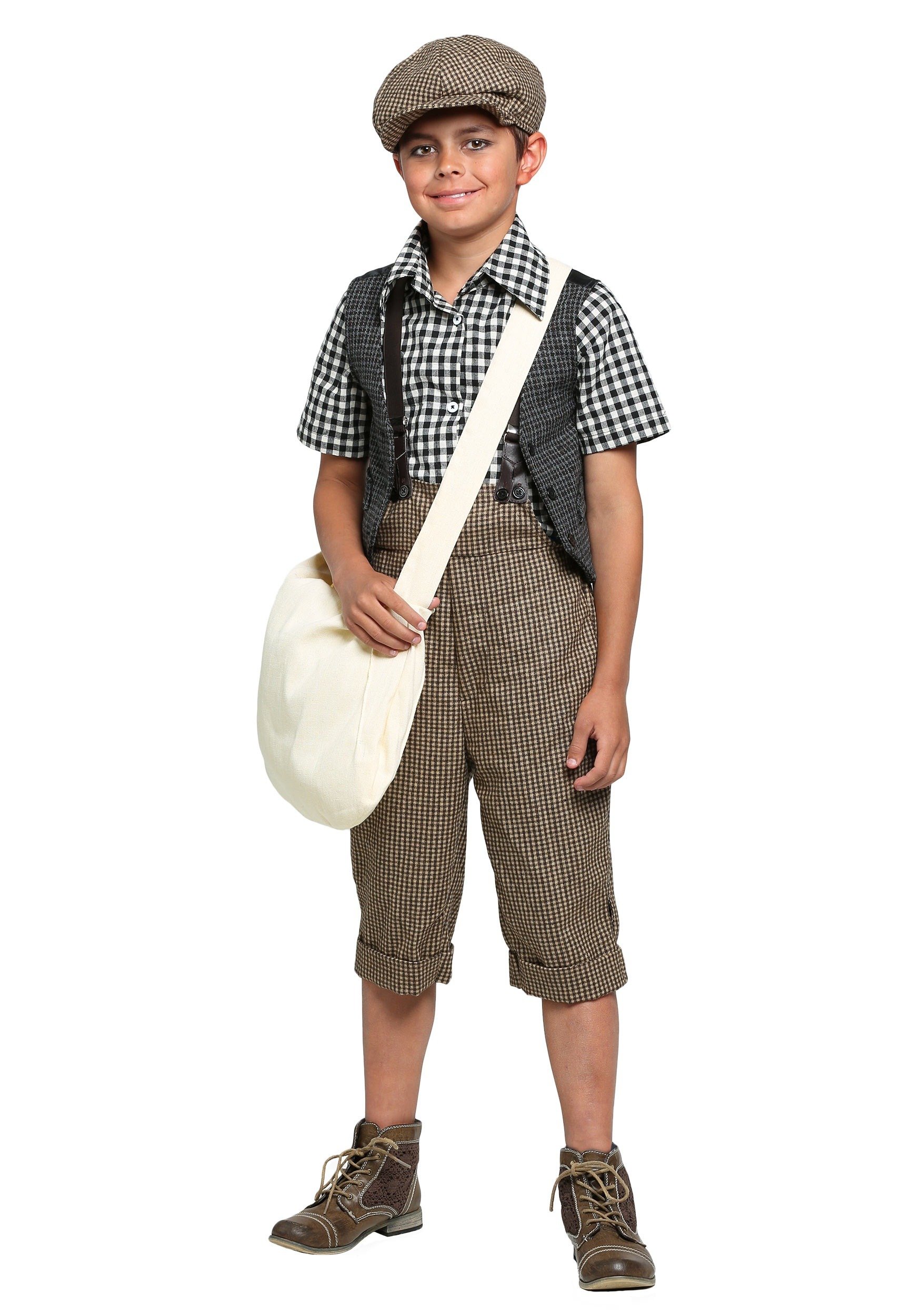 Kid's 20s Newsie Costume Newsboy Outfit for Boys
