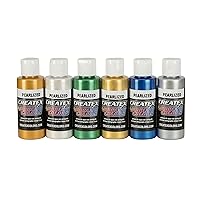 Createx Colors 5804-00 Createx Pearl Airbrush Set, Assorted Colors, 2 oz, 6 Pieces, 2 Ounce (Pack of 6), Multicolor, 12 Fl Oz