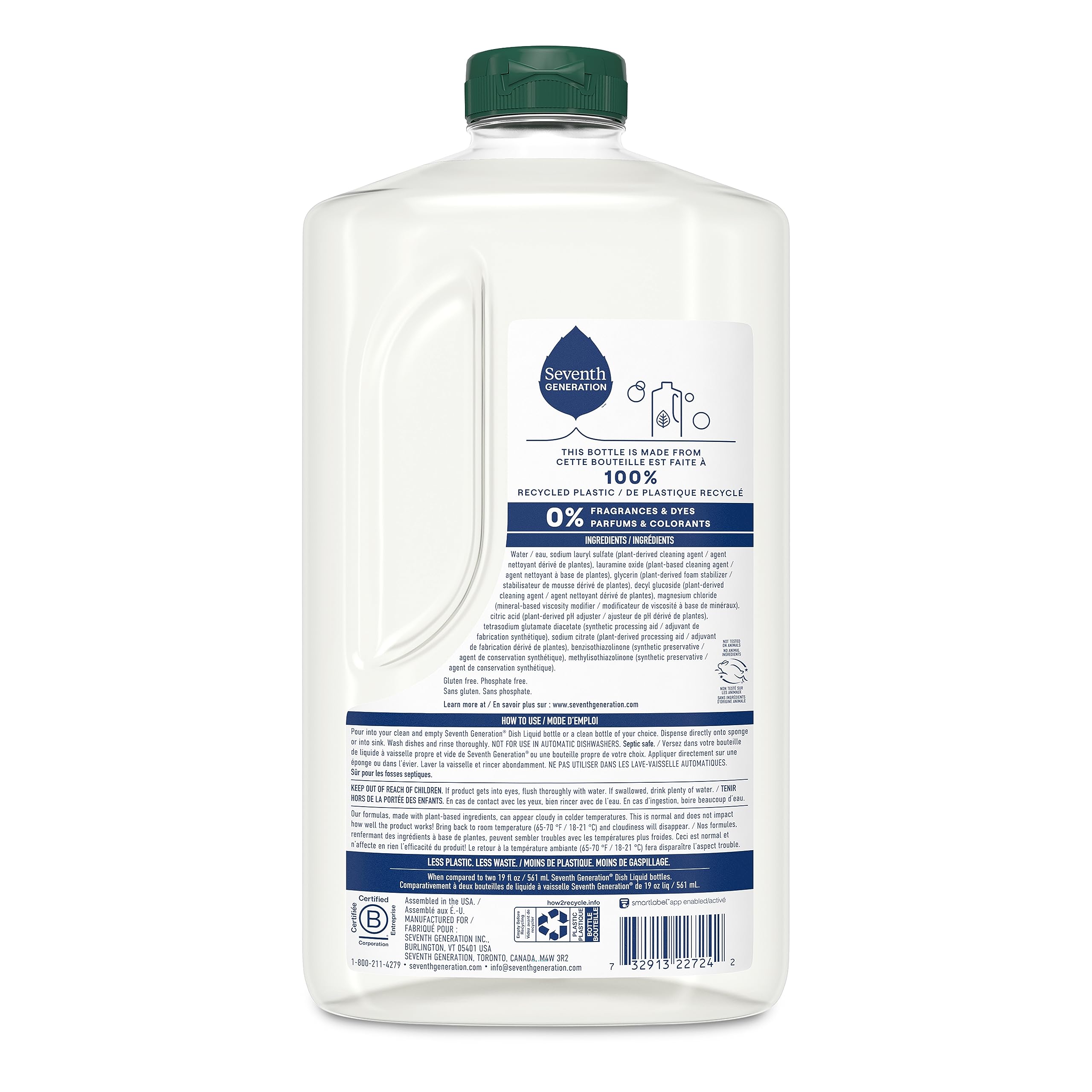 Seventh Generation Hand Dish Wash Refill, Free & Clear, 3pk 50z