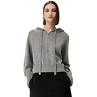 LilySilk Wool Cashmere Cardigan for Women Hoodie Short Zip-Up Sweater Casual Lightweight Warm Winter Knit Outerwear