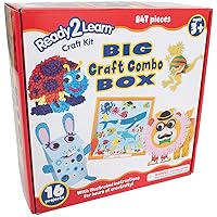 Big Craft Combo Box - 800+ Pieces - 16 Projects for Kids Ages 4-8 - All in One Craft Kit - Paper Bag Puppets, Dough Creations and More!