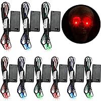 9 Pcs Halloween Glowing LED Eyes with Micro Effects Controller Light Eyes for Mask Skull and Props Glowing Eyes with Battery Box, Battery Not Included, 35 Inch