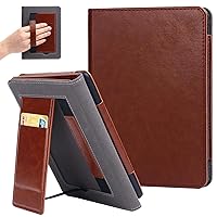 SCSVPN Stand Case for Kindle Paperwhite 11th Generation-2021 and Kindle Paperwhite Signature Edition 6.8'', Durable PU Leather Smart Shell Cover with Hand Strap - Card Slot - Auto Sleep/Wake, Brown