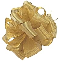Offray Wired Edge Firefly Metallic Sheer Craft Ribbon, 7/8-Inch Wide by 15-Yard Spool, Gold