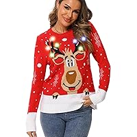 Acekid Women's Plus Size Christmas Glow Sweater