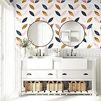 HAOKHOME 93017 Boho Wallpaper Peel and Stick Removable White/Tan/Navy Vinyl Self Adhesive Home Decorative for Girls Bedroom Decor 17.7in x 118in
