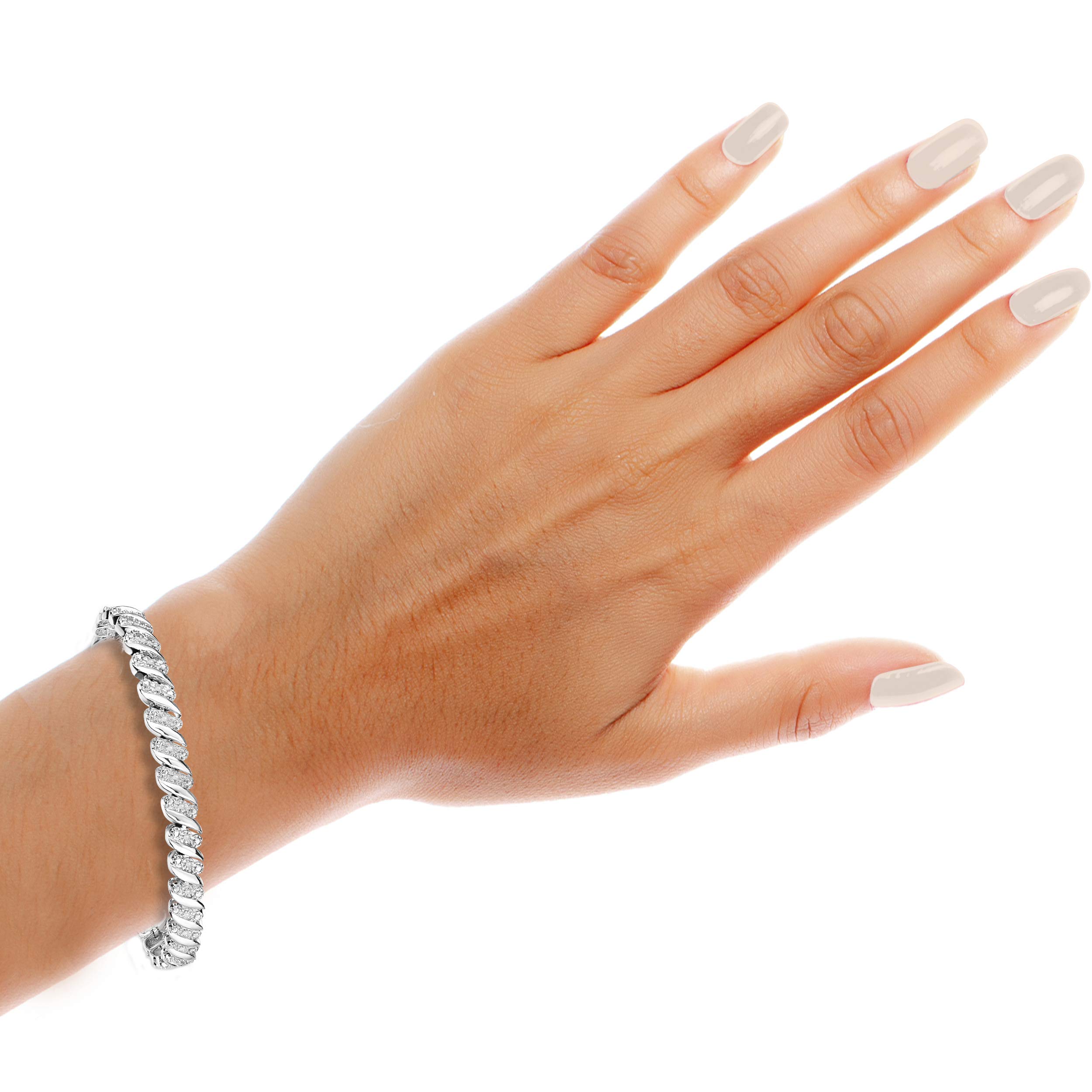 NATALIA DRAKE 1/4 Cttw Wave Link Diamond Tennis Bracelet for Women in 925 Sterling Silver Color I-J/Clarity I2-I3
