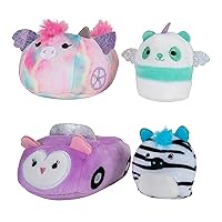 Squishville by Squishmallows Felicia in Carriage & Zeke in Car, Two 2” Soft Mini-Squishmallow Pandacorn and Zebra Plush, Plush Carriage and Car Vehicles, Irresistibly Soft Colorful Plush