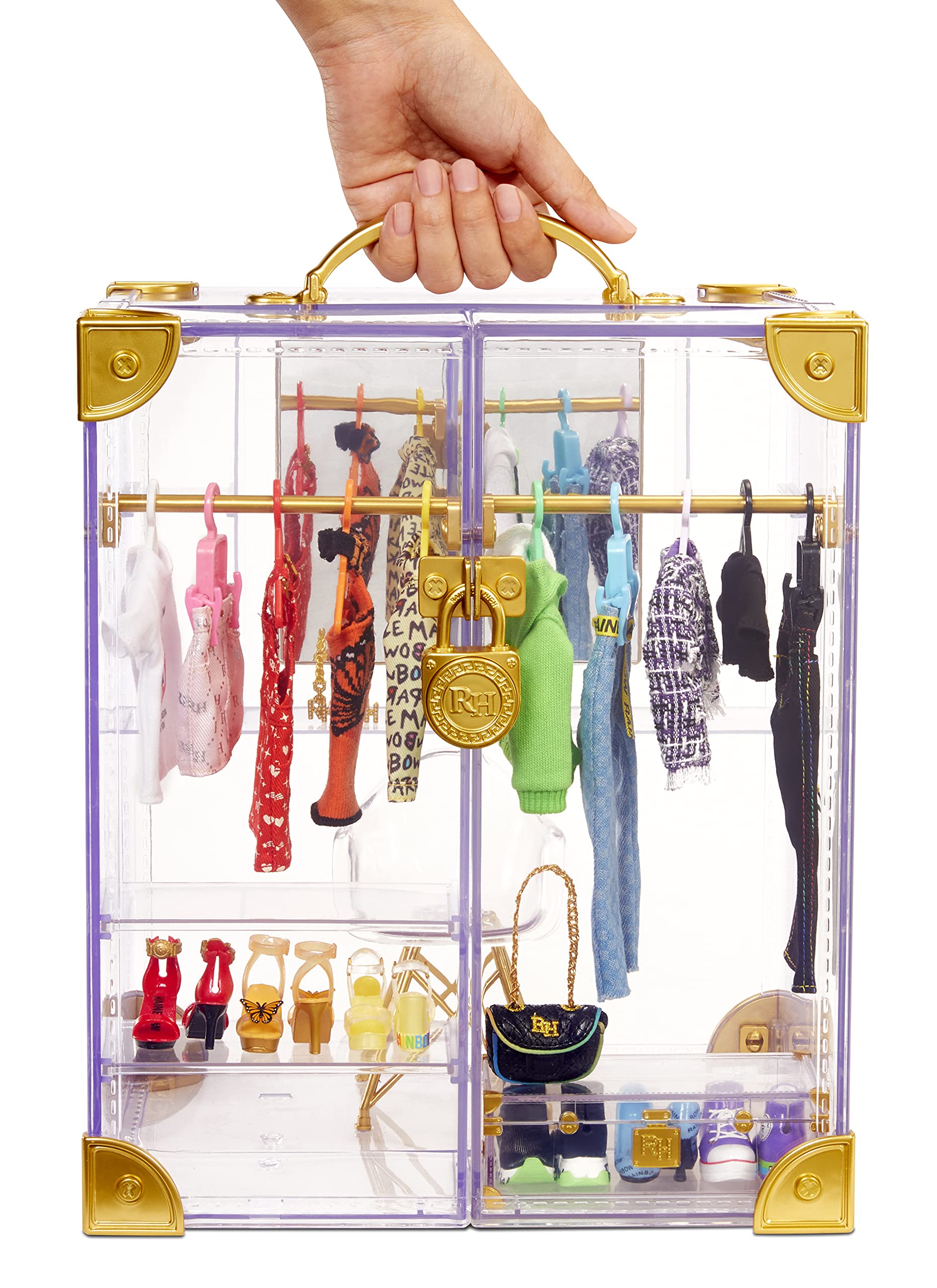 Rainbow High Deluxe Fashion Closet for 400+ Looks. Portable Clear Acrylic Playset Features 31+ Designer Doll Clothing & Accessories, Gift for Kids & Collectors, Toys for Kids Ages 6 7 8+ to 12 Years