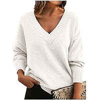 Women's Oversized Sweaters V Neck Long Sleeve Sweater Half Zipper Knit Casual Cricket Jumper Pullover Tops, S-2XL