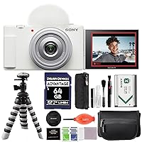 Sony ZV-1F Vlogging Camera (White) with Advanced Accessory and Travel Bundle