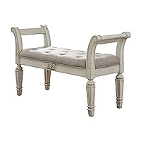 Signature Design by Ashley Realyn French Country Upholstered Tufted Accent Bench, Antique White