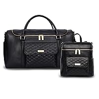 Monaco Petit Diaper Bag + Travel Duffel Bag by Luli Bebe - Chic Vegan Leather (Ebony Black)