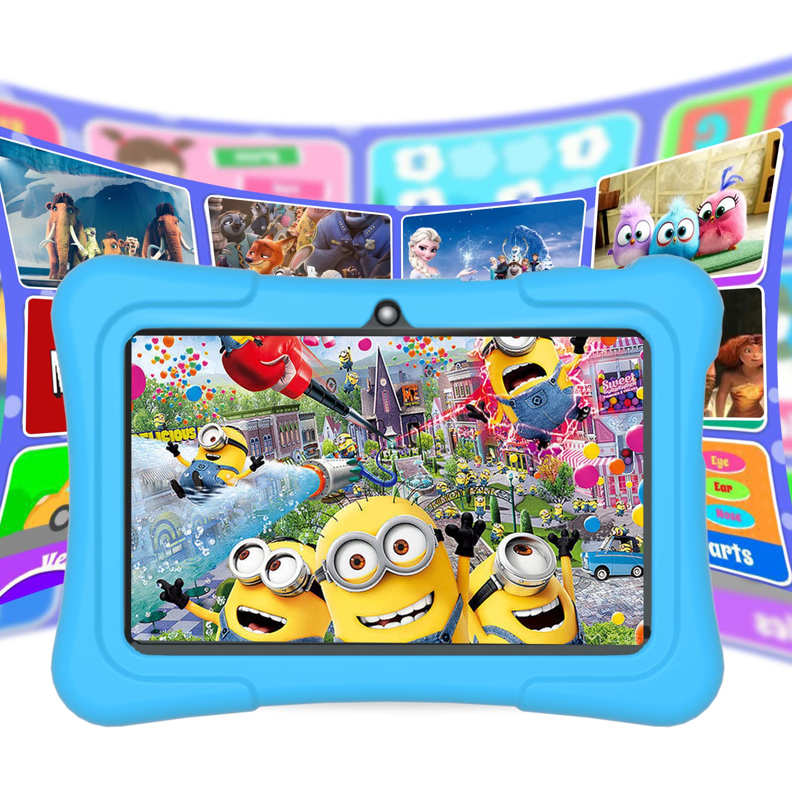 Kids Tablet, 7 inch Android Tablets for 3GB RAM 32GB ROM, Toddler Tablet with Bluetooth, WiFi, GMS, Parental Control, Dual Camera, Shockproof Case, Educational (Blue)