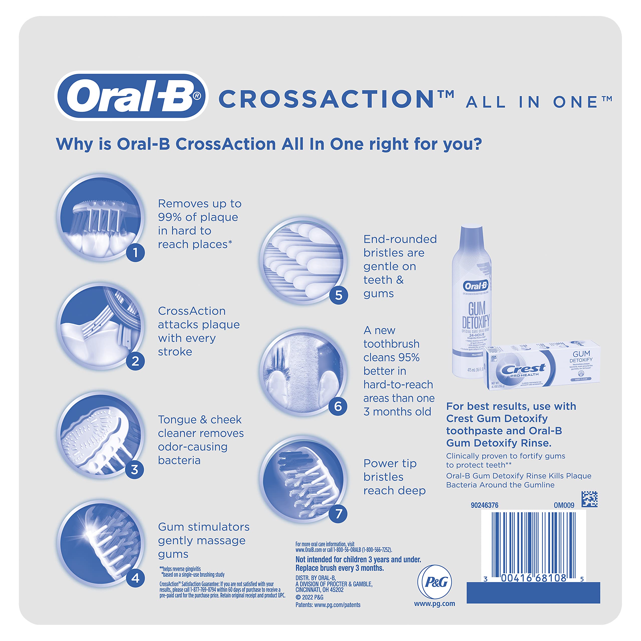 Oral-B CrossAction All In One Soft Toothbrushes, Deep Plaque Removal, 6 Count