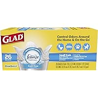 Glad Trash Bags, Small Garbage Bags - OdorShield 4 Gallon White Trash Bag, Febreze Fresh Clean Scent- 26 Count Each (Pack of 6)