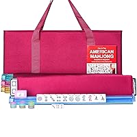American Mahjong Tile Set, 166 Premium White Tiles, 4 All-in-One Color Rack/Pushers, Complete Mahjongg Game Set Red Carrying Bag