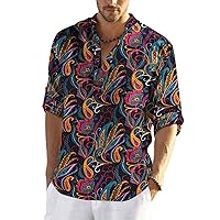 COOFANDY Men's Cotton Linen Henley Shirt Long Sleeve Hippie Casual Beach T Shirts