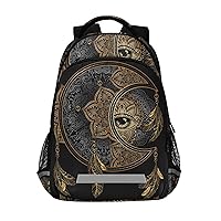 ALAZA Boho Chic Golden Crescent Moon & Sun Mandala Backpack Purse for Women Men Personalized Laptop Notebook Tablet School Bag Stylish Casual Daypack, 13 14 15.6 inch