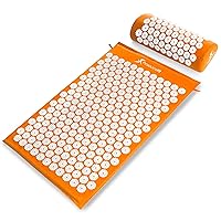 ProsourceFit Acupressure Mat and Pillow Set for Back/Neck Pain Relief and Muscle Relaxation, Grey/Grey