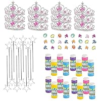 Neliblu Bulk Party Bubbles - 12 Pack 2 Oz Bubble Bottles with Wands & Princess Pretend Halloween Costume Dress Up Play Set - Crowns, Wands, and Jewels Princess Costume Party Play Set