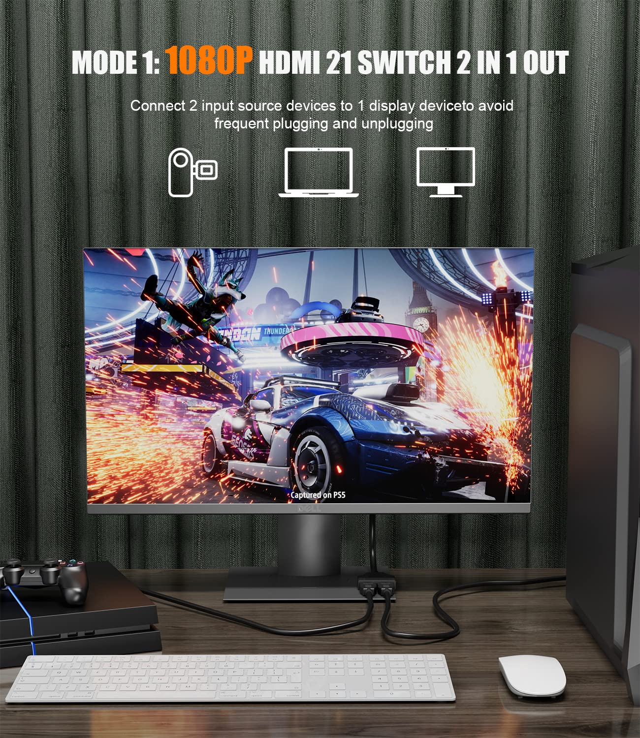Eanetf HDMI Splitter for Dual Monitors, HDMI Splitter 1 in 2 Out,1080P Male to Dual HDMI Female 1 to 2 Channels HDMI Splitter Adapter for HDMI HD, LED, LCD, TV,Two The Same TVs at The Same Time