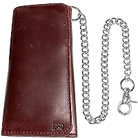 IBRO Motorcycle Chain Wallet for Men – 100% Natural Genuine Leather, Long Trifold RFID Blocking, Credit Card Money Organizer - Men’s Trucker Biker Metal Chain Wallets