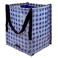 DURASACK Heavy Duty Storage Tote Bag 22-Gallon Rugged Woven Polypropylene Moving Bag, Reusable Self-Standing Design, Holds up to 500 Pounds, Single, Gingham Blue