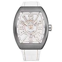 Men's 'Vanguard' White Dial White Rubber/Leather Strap Automatic Watch 45SCWHTWHT5NBR