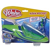 Wahu Aqua Rocket Underwater Pool Toy for Kids Ages 5+, Kids Water Toy Set with Rocket and Pilot Diving Toy, Glides up to 30' Underwater, Green/Blue