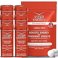 Viter Energy Original Caffeine Mints Cinnamon Flavor 6 Pack and 1/2 Pound Bulk Bag Bundle - 40mg Caffeine, B Vitamins, Sugar Free, Vegan, Powerful Energy Booster for Focus and Alertness